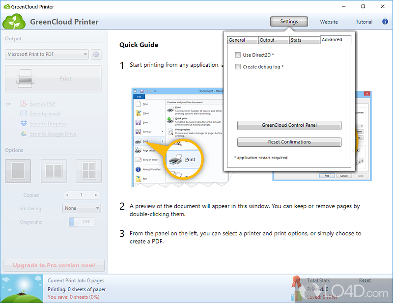 Ecofriendly Printer virtual driver - Screenshot of GreenCloud Printer