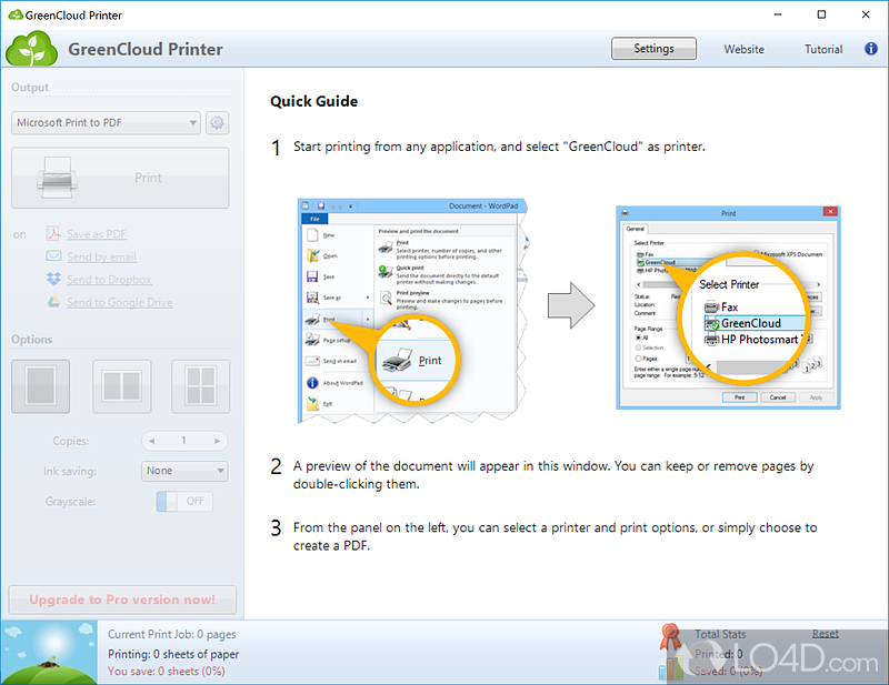 Take one last look at the way elements are arranged in a page before printing them out - Screenshot of GreenCloud Printer