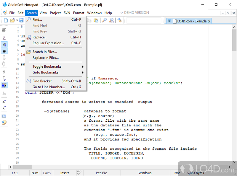 GridinSoft Notepad: User interface - Screenshot of GridinSoft Notepad