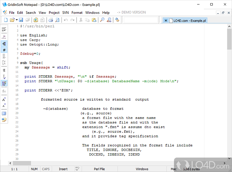 Provide the functionality to satisfy the most demanding text editing requirement - Screenshot of GridinSoft Notepad