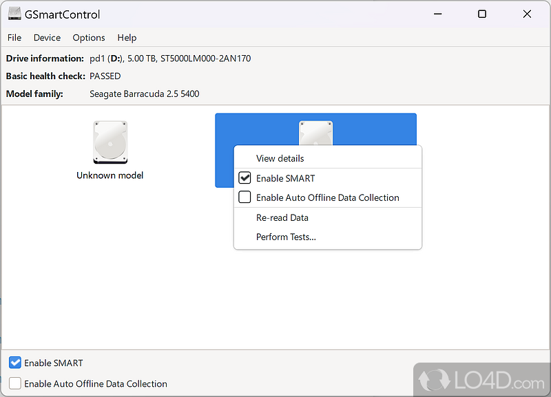 Determines SMART parameters for your hard drive - Screenshot of GSmartControl