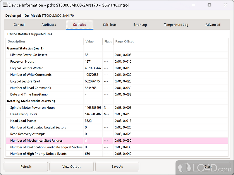 A useful diagnostics tool - Screenshot of GSmartControl