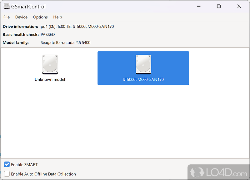 Tool specially intended for querying and controlling SMART data on hard disk drives from system - Screenshot of GSmartControl