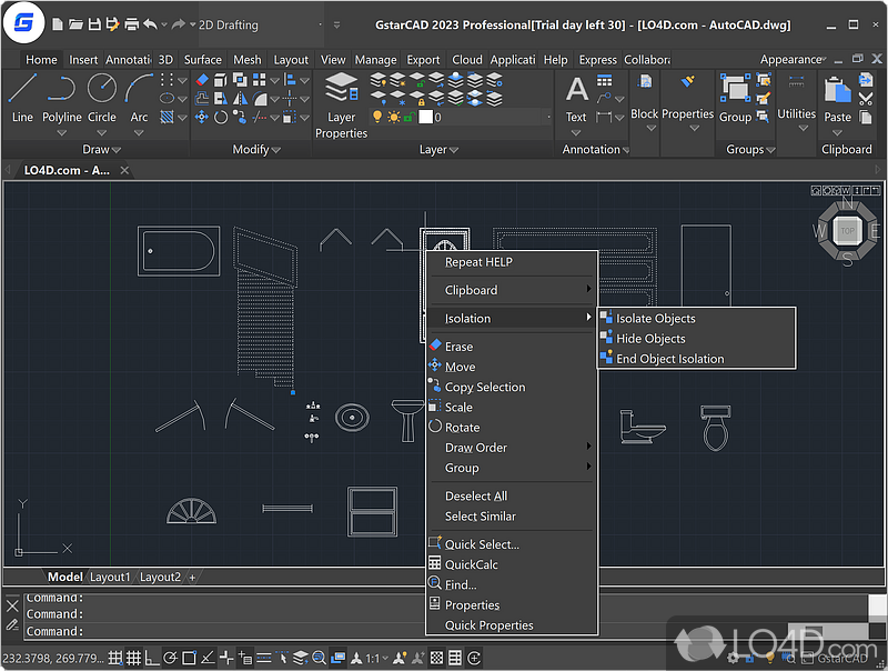 Increased customization provided throughout the application’s menus, complemented by an equally impressive documentation - Screenshot of GstarCAD