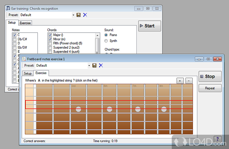 Exercises for guitar, bass .. with chords generator - Screenshot of Guitar and Bass