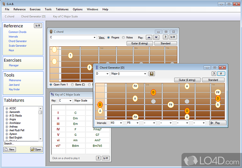 Complete solution for fretted instruments, such as Guitar, Bass, Banjo - Screenshot of Guitar and Bass