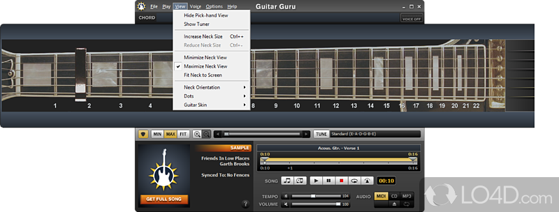 Guitar Guru: User interface - Screenshot of Guitar Guru