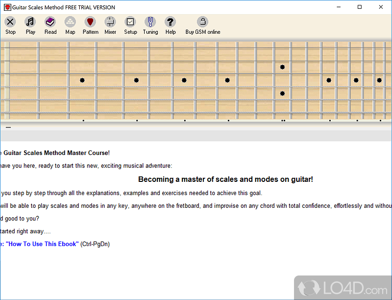 Configure audio settings and visuals - Screenshot of Guitar Scales Method
