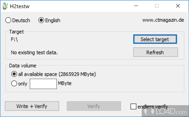 Get detailed info on how well various storage devices perform at reading - Screenshot of H2testw