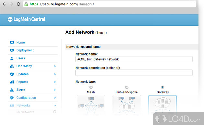 Create and maintain a virtual private network - Screenshot of Hamachi