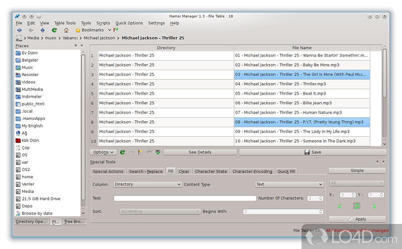 File-related options - Screenshot of Hamsi Manager