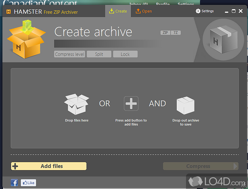 Attractive, easy-to-use file compressing tool - Screenshot of Hamster Free Zip Archiver