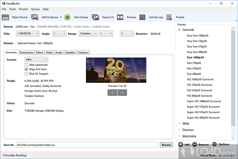 Wide selection of input sources - Screenshot of HandBrake