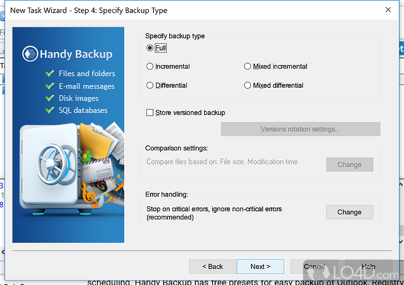Extensible data backup and recovery software - Screenshot of Handy Backup