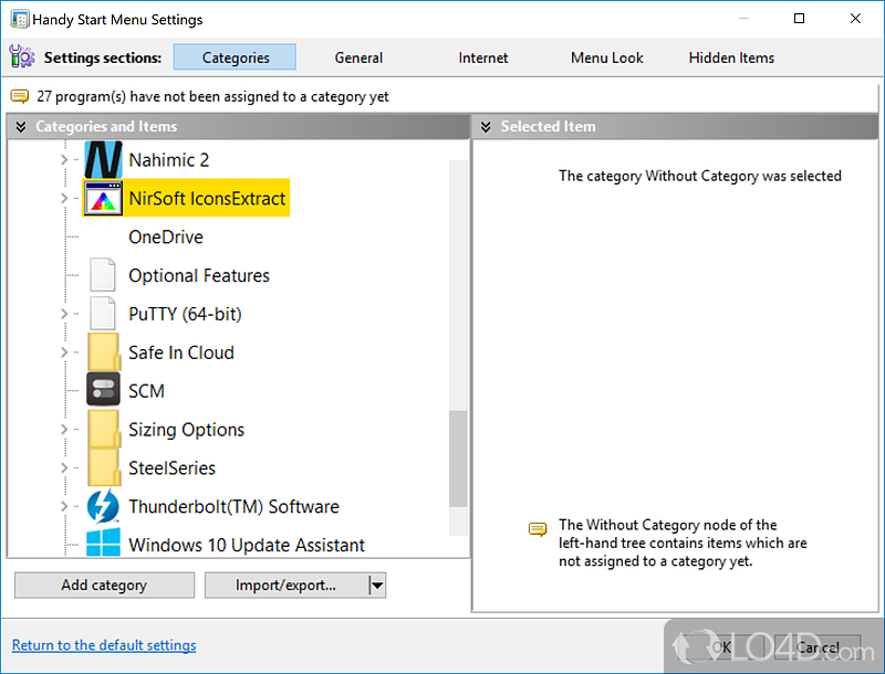 Organize your PC's start menu programs - Screenshot of Handy Start Menu