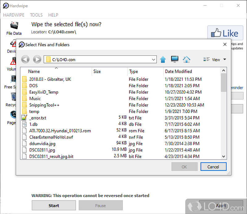 Remove files you don't need - Screenshot of Hardwipe
