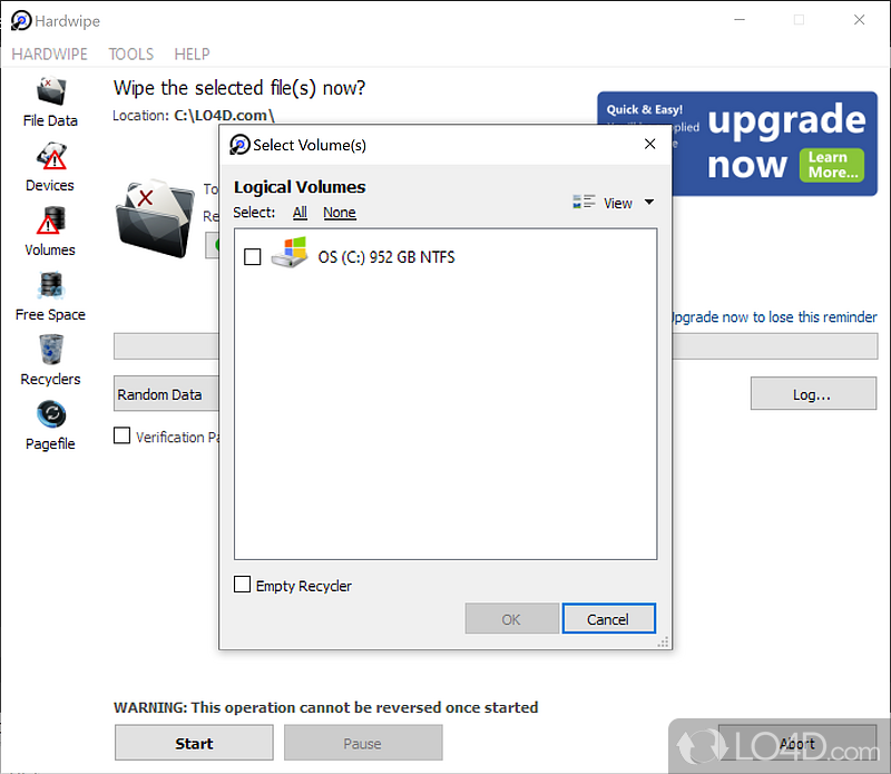 Overwrite data on your hard disk - Screenshot of Hardwipe