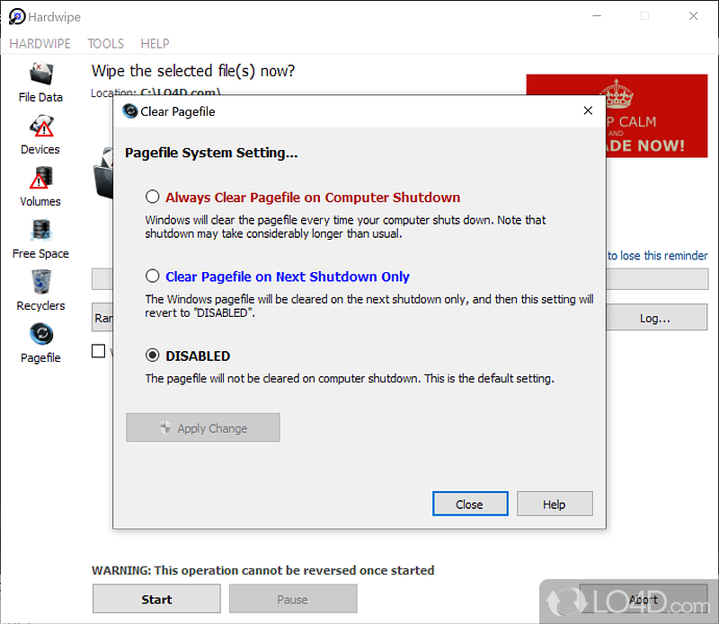 Delete files permanently - Screenshot of Hardwipe