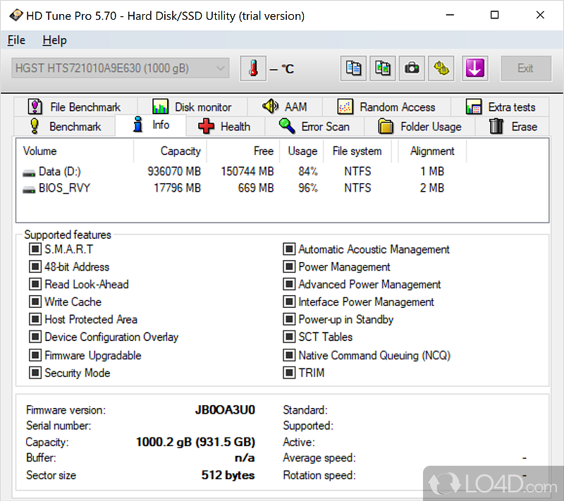 Clever design lets you quickly accommodate - Screenshot of HD Tune Pro