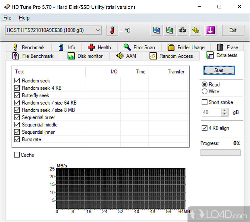 Hard drive diagnostic and information utility - Screenshot of HD Tune Pro