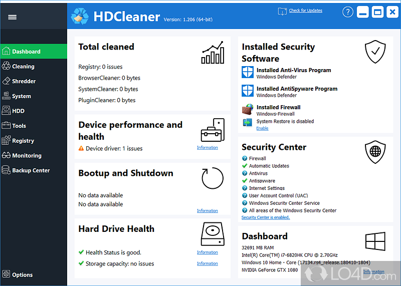 Optimize your computer efficiently - Screenshot of HDCleaner