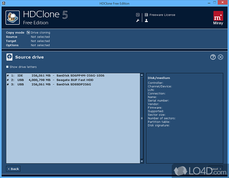 Cloning, migrating and imaging internal/mobile hard disks, SSD and USB media - Screenshot of HDClone X