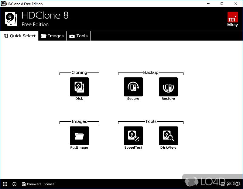Copy contents of entire drives, create backups of important data - Screenshot of HDClone X Free Edition