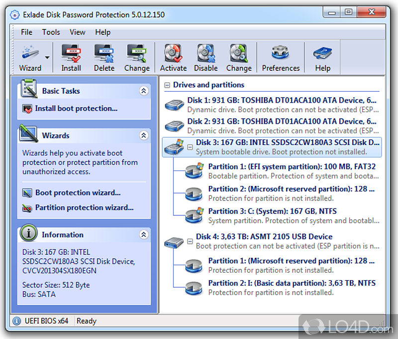 Program designed to password-protect the boot sequence - Screenshot of Disk Password Protection