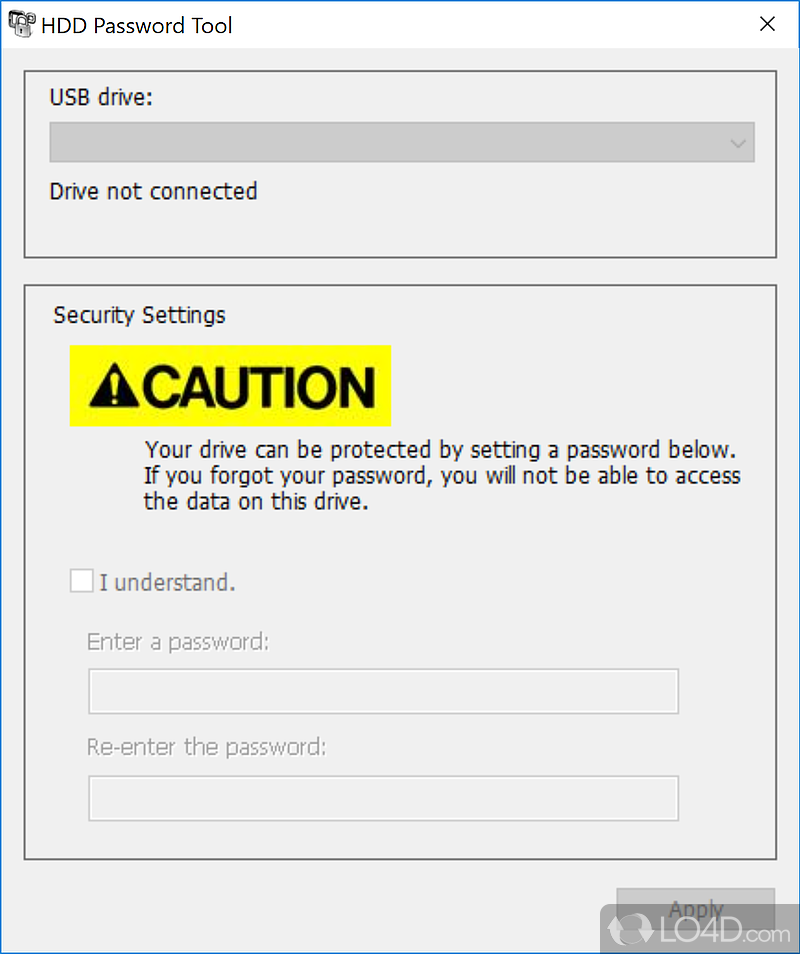Protects storage devices with a password to lock - Screenshot of HDD Password Tool