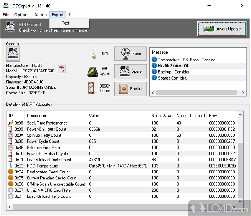 Good and clean user-friendly interface - Screenshot of HDDExpert