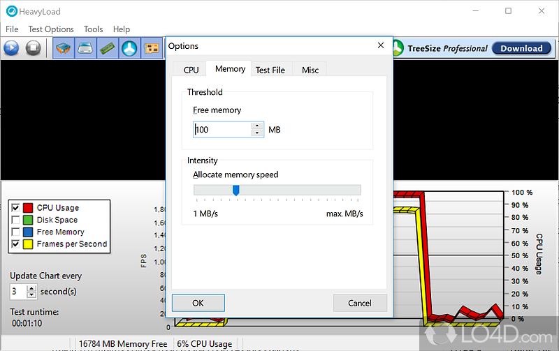 Stress the CPU, RAM memory, hard disk and other components - Screenshot of HeavyLoad