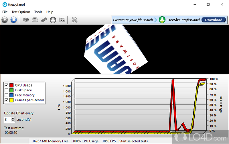 Test the performance of computer components like CPU, RAM, read - Screenshot of HeavyLoad