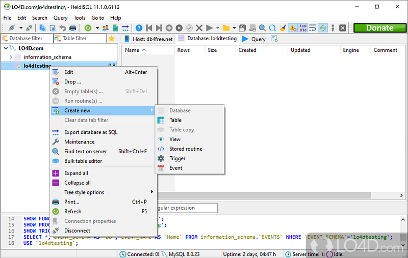 An interface to interact with MySQL databases - Screenshot of HeidiSQL