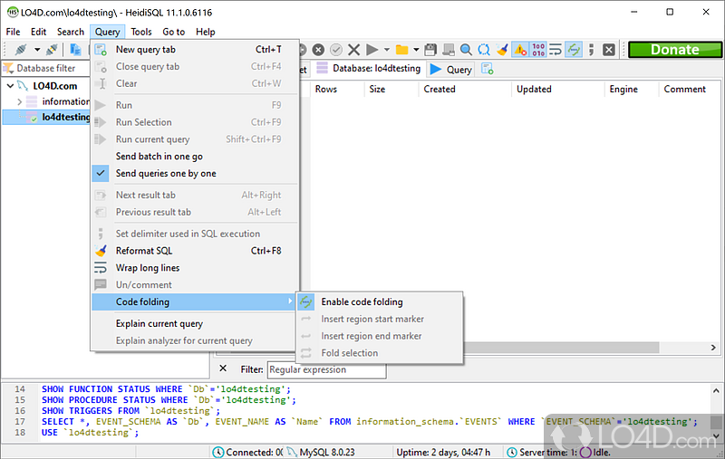 A Free (GPL) Development program for Windows - Screenshot of HeidiSQL