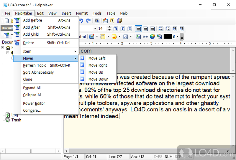 Authoring tool for creation of Windows and HTML help files - Screenshot of HelpMaker