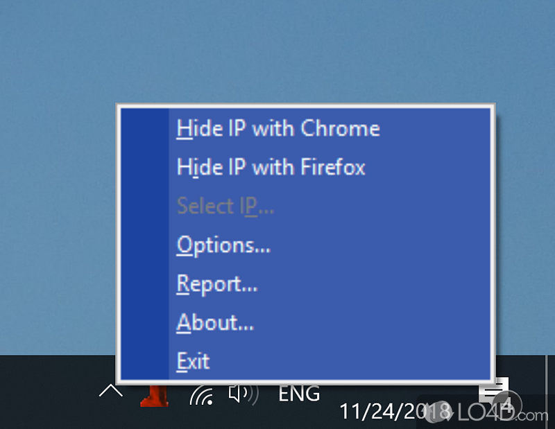 Gives you the possibility to connect to the Internet with IP hidden, with support for most common web browsers - Screenshot of Hide IP NG