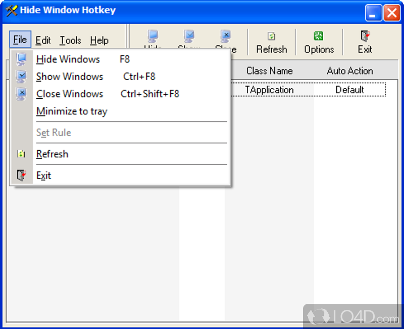 Configure hotkeys to toggle window visibility - Screenshot of Hide Window Hotkey