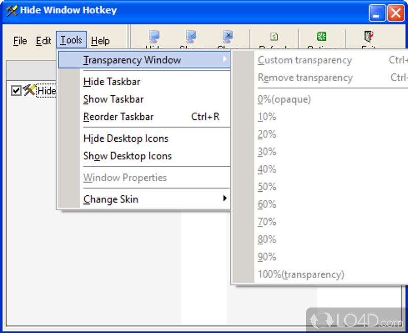 Hide apps quickly by Hotkey - Screenshot of Hide Window Hotkey
