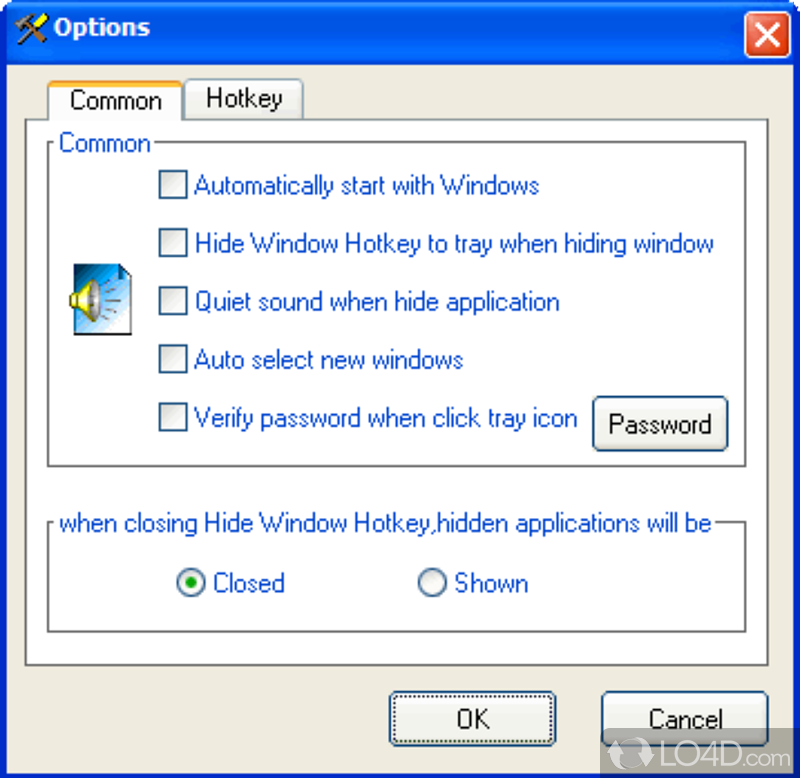 Hide Window Hotkey: User interface - Screenshot of Hide Window Hotkey