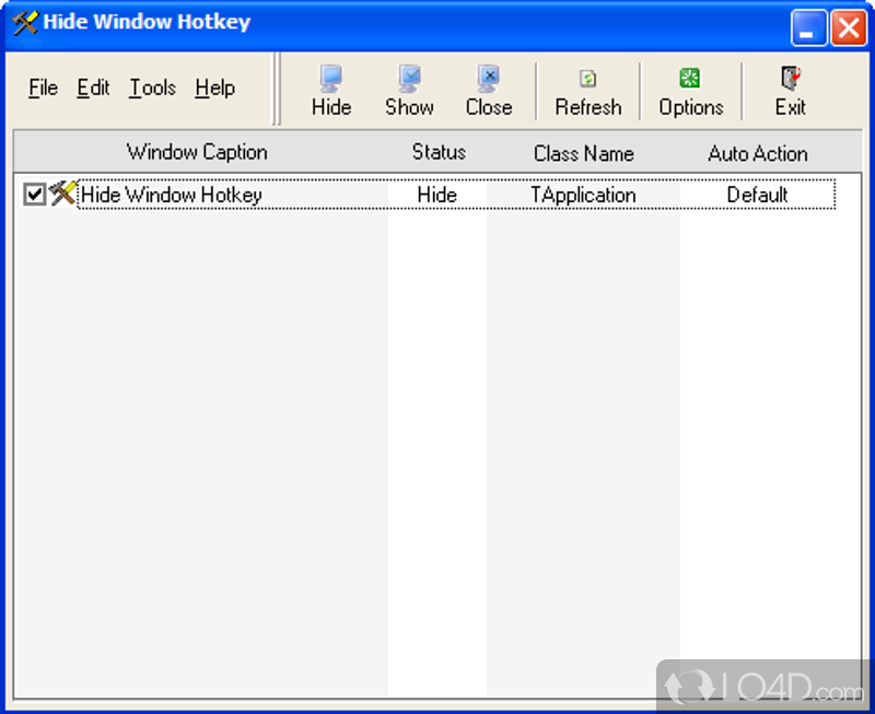 Analyze status of active windows and set default action - Screenshot of Hide Window Hotkey