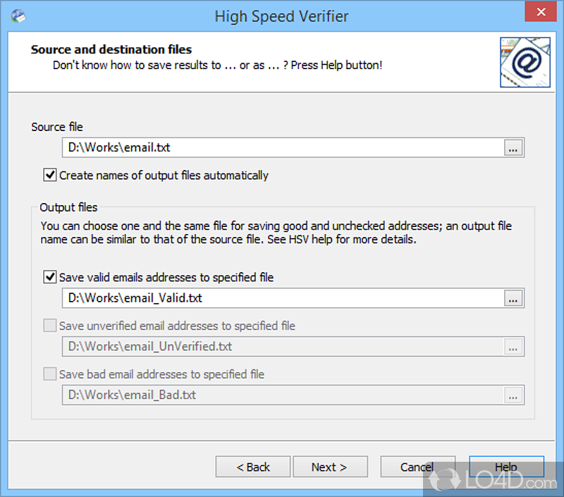 Remove dead emails from huge mailing lists - Screenshot of High Speed Verifier