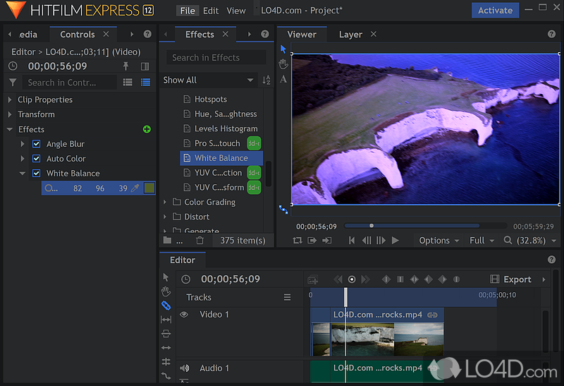 Filmmaker’s program - Screenshot of HitFilm Express