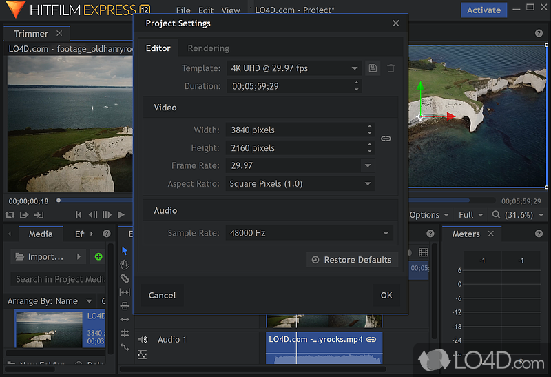 Professional but intuitive video editor - Screenshot of HitFilm Express