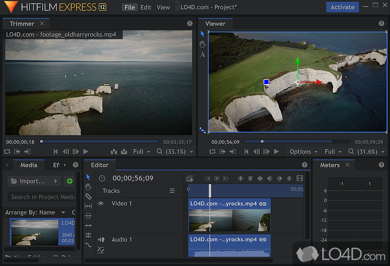 Revolutionary new visual effects and video editing software that offers you almost endless possibilities when it comes to movies - Screenshot of HitFilm Express