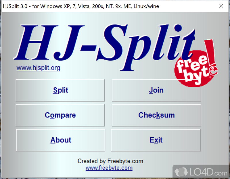 Split or join files up to ~100 GB - Screenshot of HJSplit