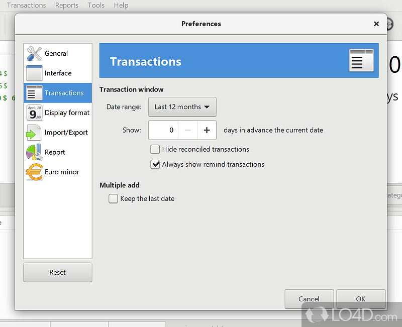 HomeBank: User interface - Screenshot of HomeBank