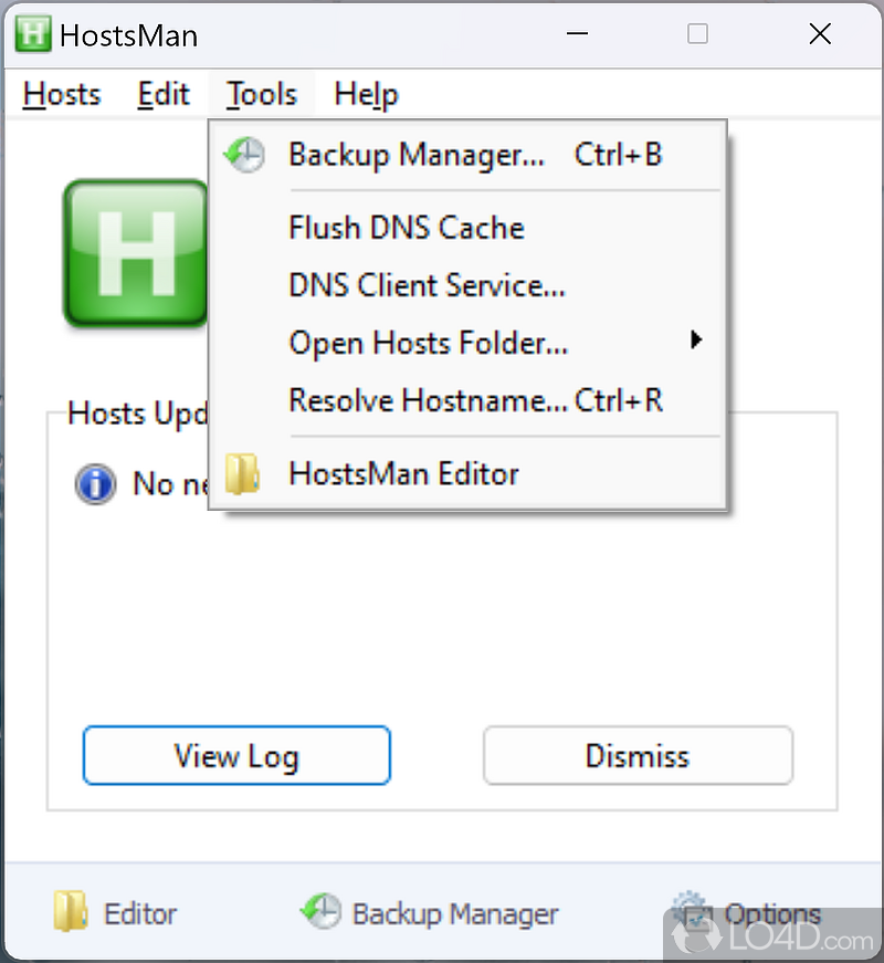 An integrated hosts file editor - Screenshot of HostsMan
