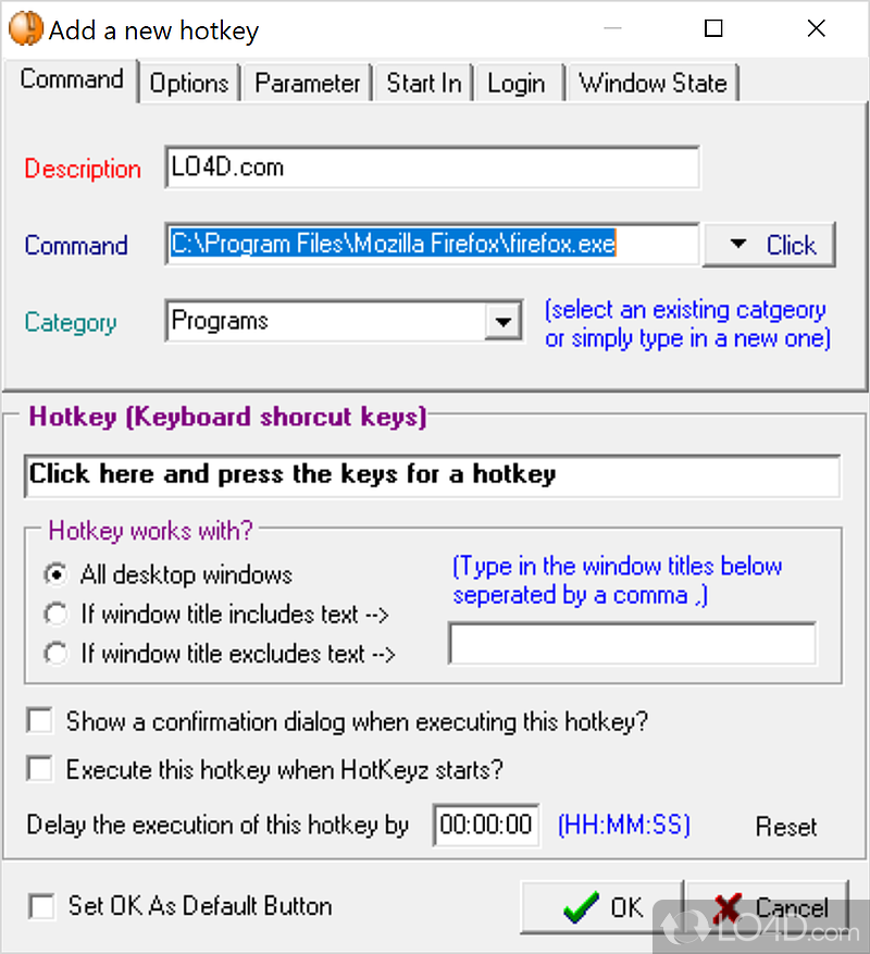 Windows Hotkey / Shortcut Creator - Screenshot of HotKeyz