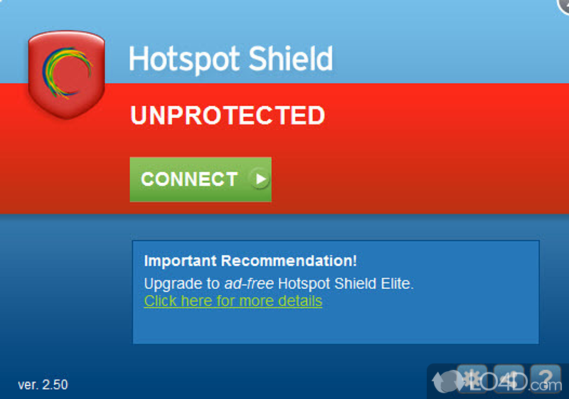 VPN program to change IP address - Screenshot of Hotspot Shield