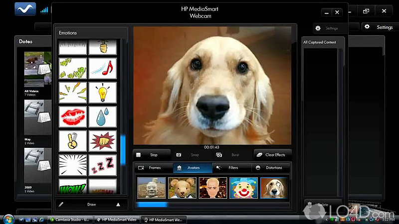Add effects, record video or save image from HP webcam - Screenshot of HP MediaSmart Webcam
